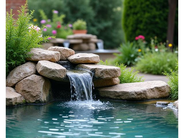 Fuente de agua en jardín